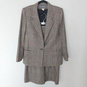 Derek Martin Designs Vintage Womens Wool Blend Plaid Skirt Suit
